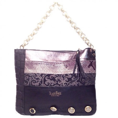 pochette nera bronzo e argento