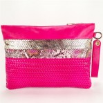 pochette in yuta e pelle fuxia